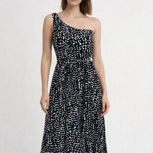 Tahari ASL One Shoulder Midi Dress Size 4